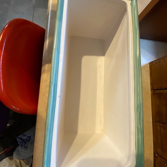 Pfaltzgraff Naturewood Handpainted Cream Green Ceramic Bread Box 3D bird handle - Picture 6 of 7